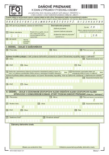Model form for the correct submission of a tax return for personal income tax type B